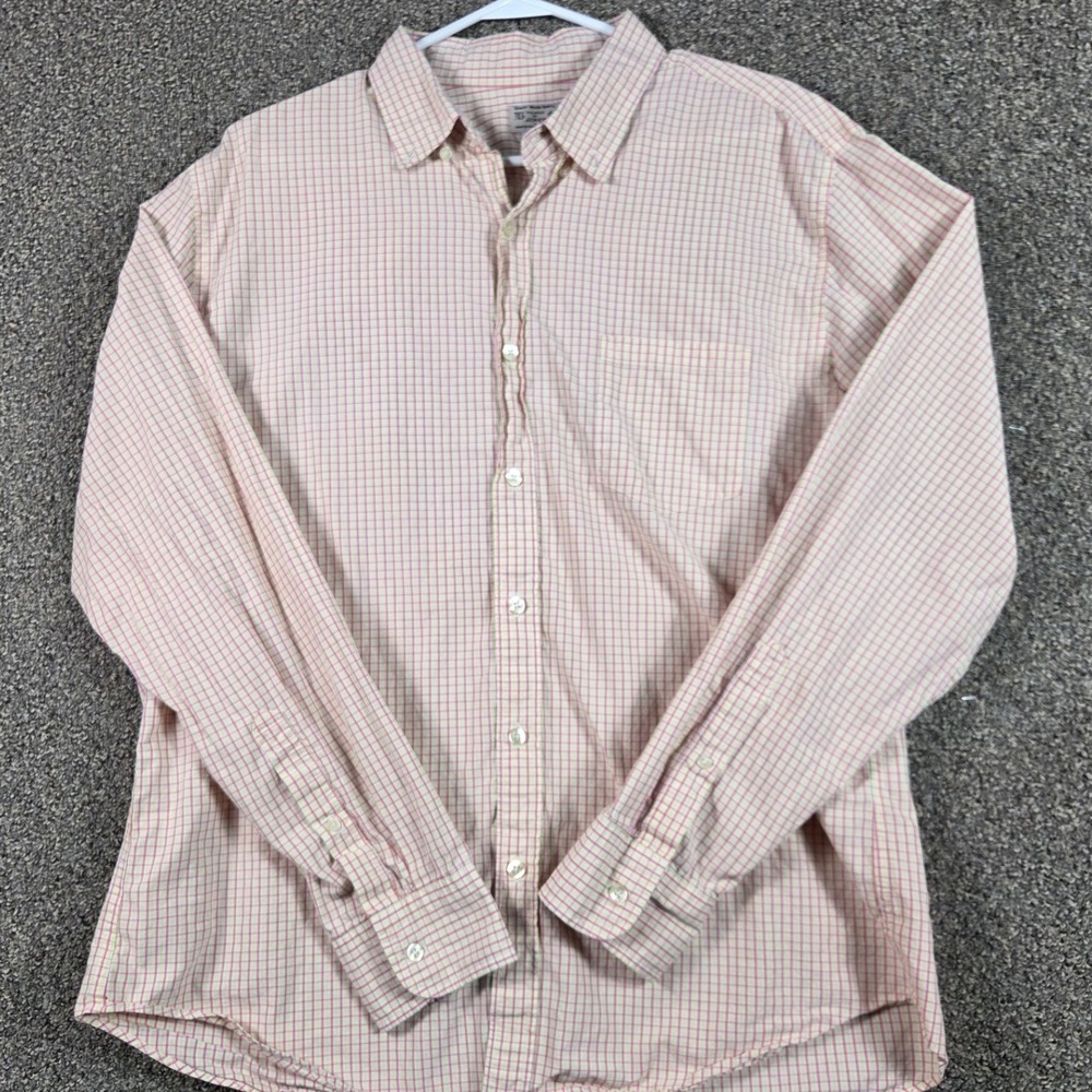 J.Crew Button Down Shirt Mens XL Red Yellow Plaid Long Sleeve 100% Cotton